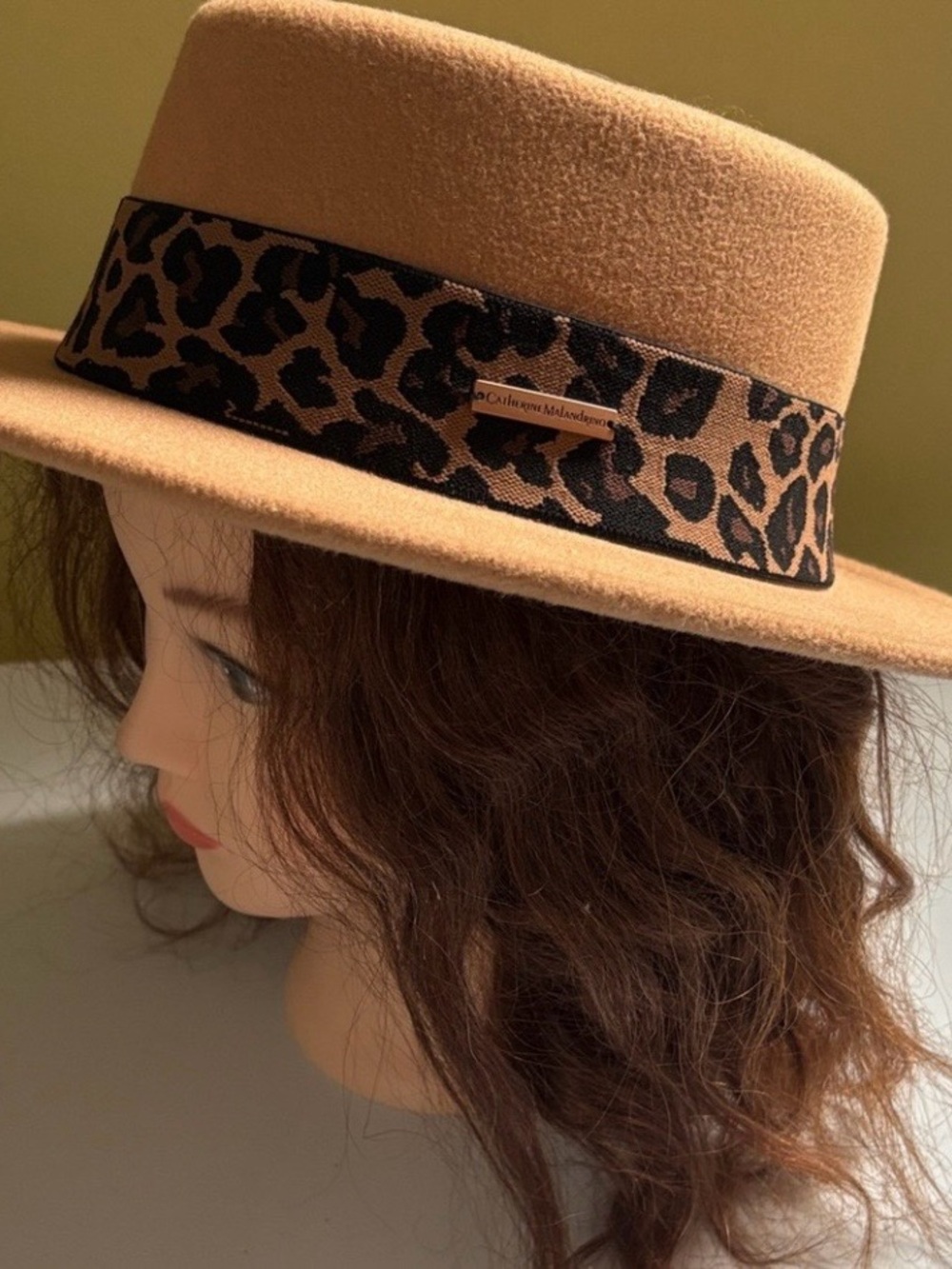 Catherine Malandrino Camel Fedora with Leopard Print Band